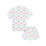 Hippopotamus Pattern Print Design 03 Kids' Boys' Girls' V-Neck Short Pajama Set