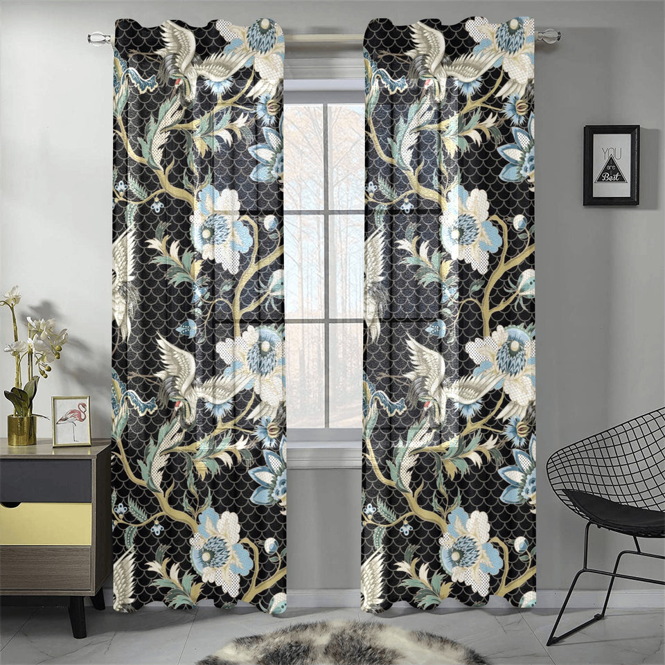 Japanese crane ornament elements Gauze Curtain