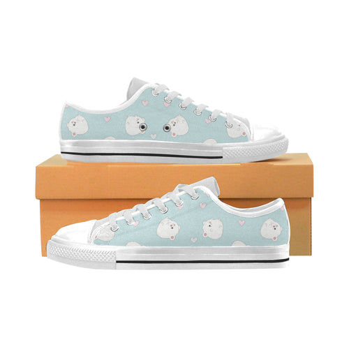 White cute hamsters heart pattern Men's Low Top Shoes White
