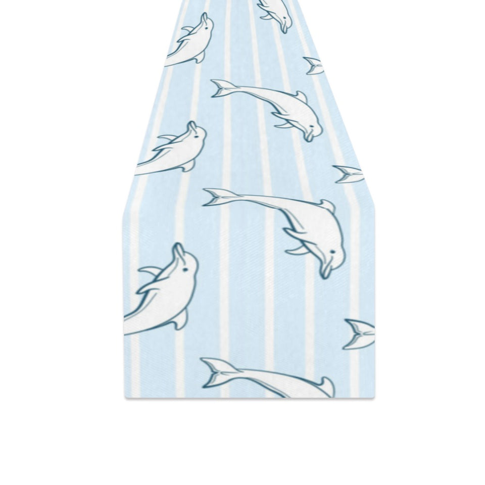 Dolphin blue striped background Table Runner