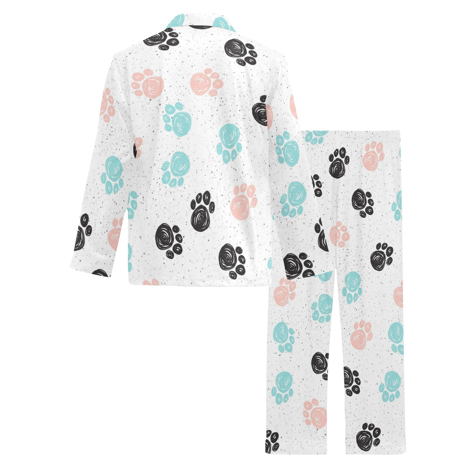Dog Paws Pattern Print Design 04 Men's Long Pajama Set