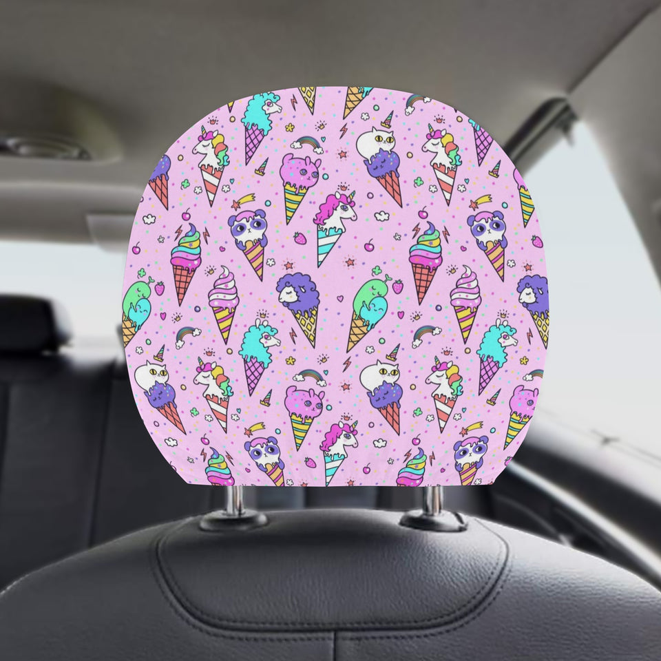 Cute ice cream cone animal pattern Car Headrest Cover