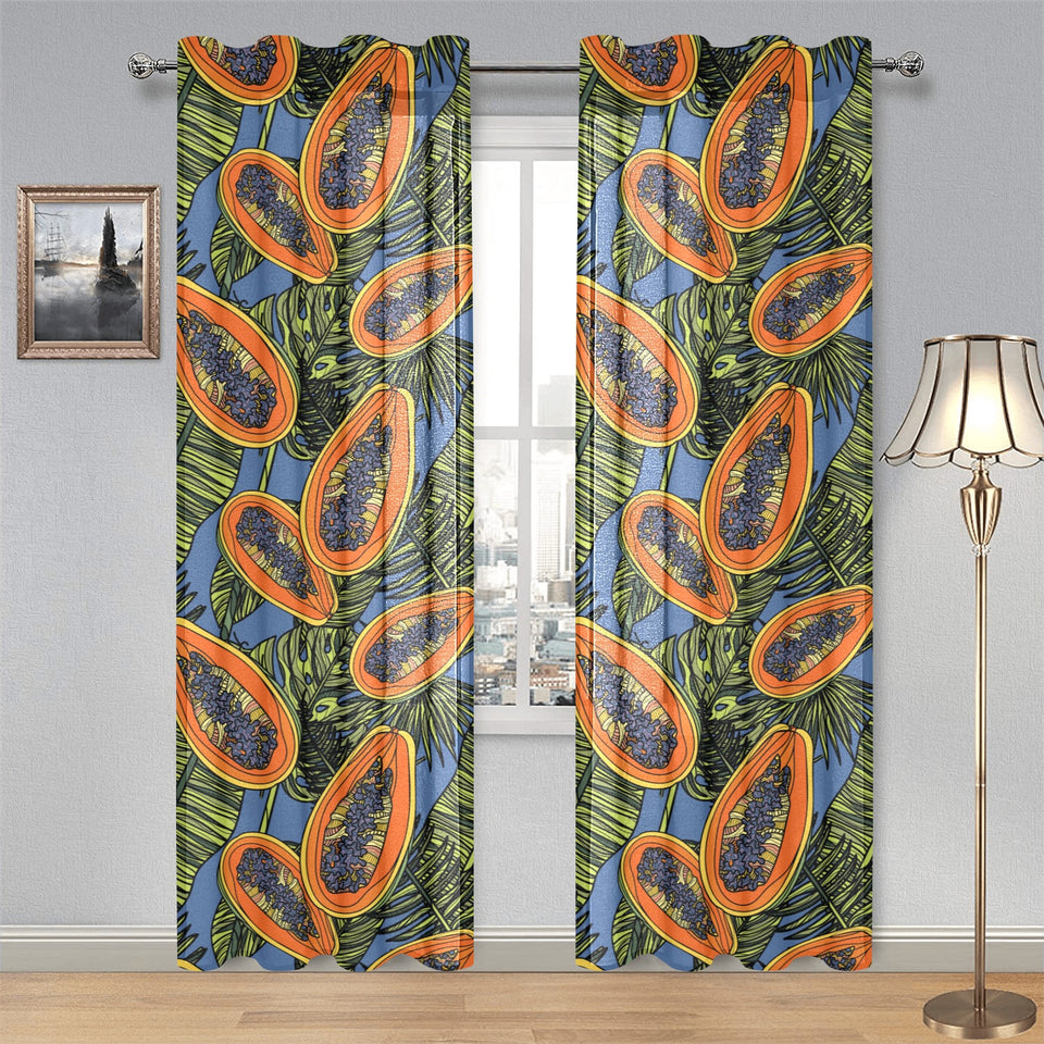 Colorful papaya tropical leaves Gauze Curtain