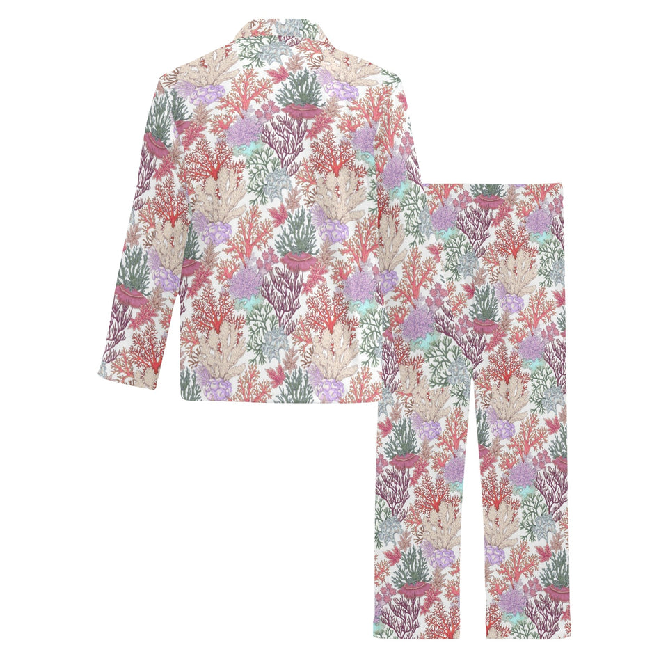 Coral Reef Pattern Print Design 03 Men's Long Pajama Set