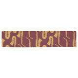 Hand drawn gold saxophone red background Table Runner