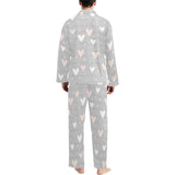 Heart pattern gray background Men's Long Pajama Set
