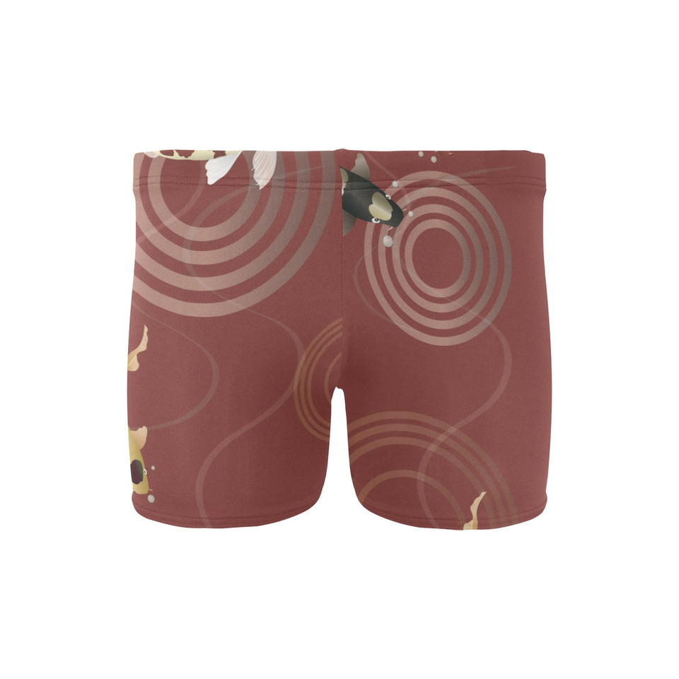 Koi Fish Carp Fish red background Men's Swimming Trunks