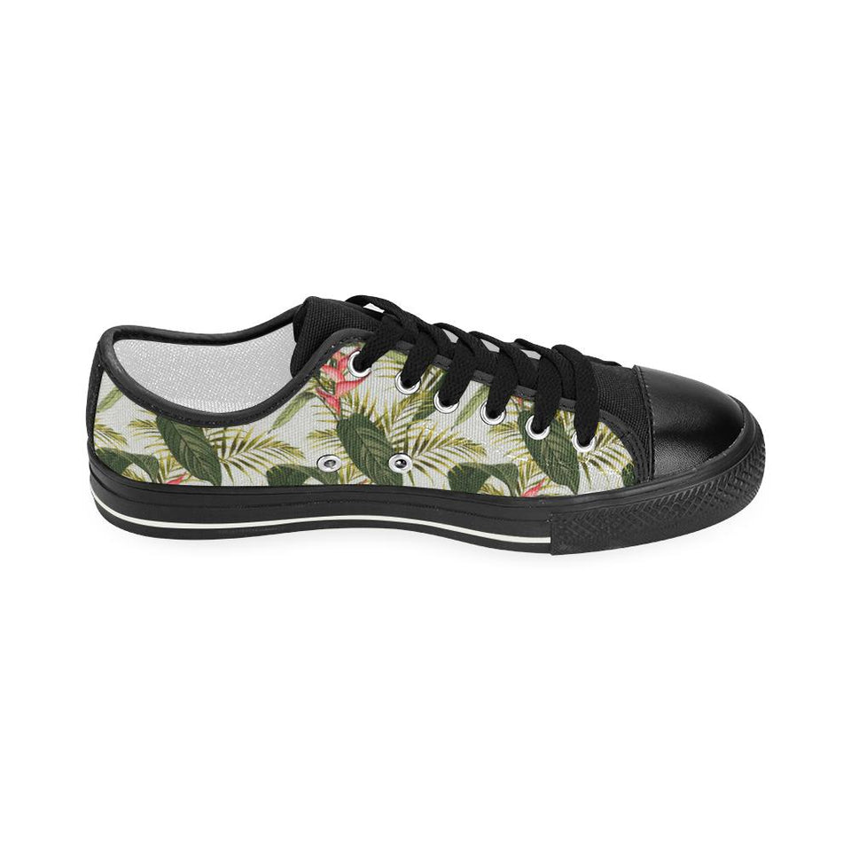 heliconia pattern Kids' Boys' Girls' Low Top Canvas Shoes Black