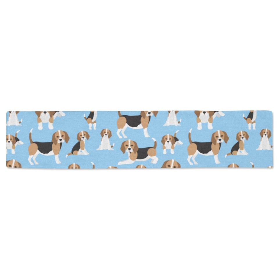 Beagle dog blue background pattern Table Runner