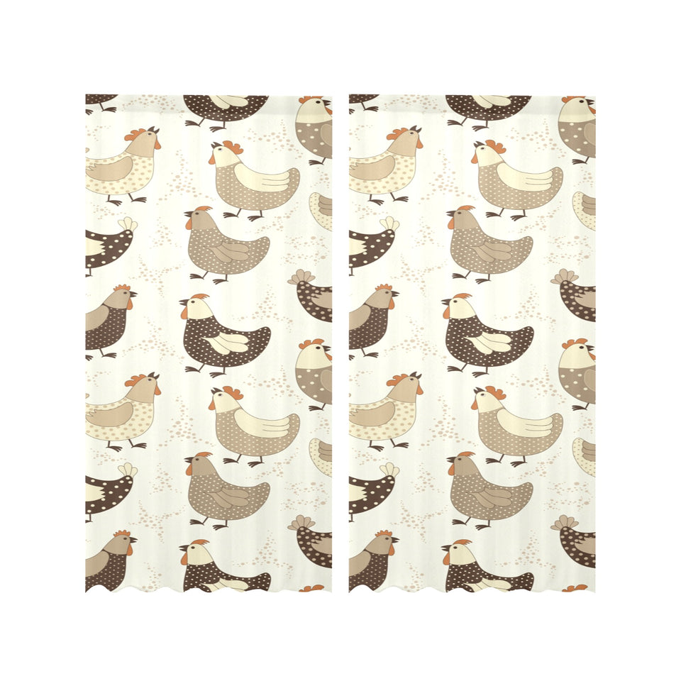 Cute rooster chicken cock Gauze Curtain