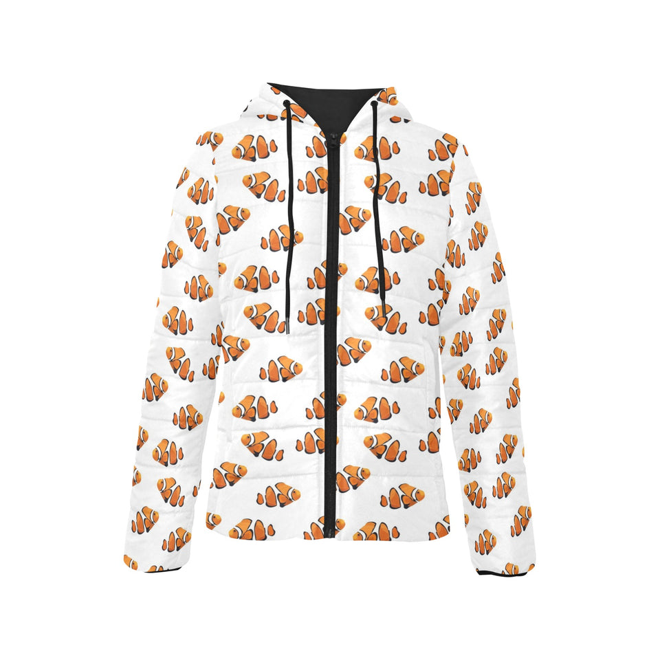 Clown Fish Pattern Print Design 03 Women's Padded Hooded Jacket
