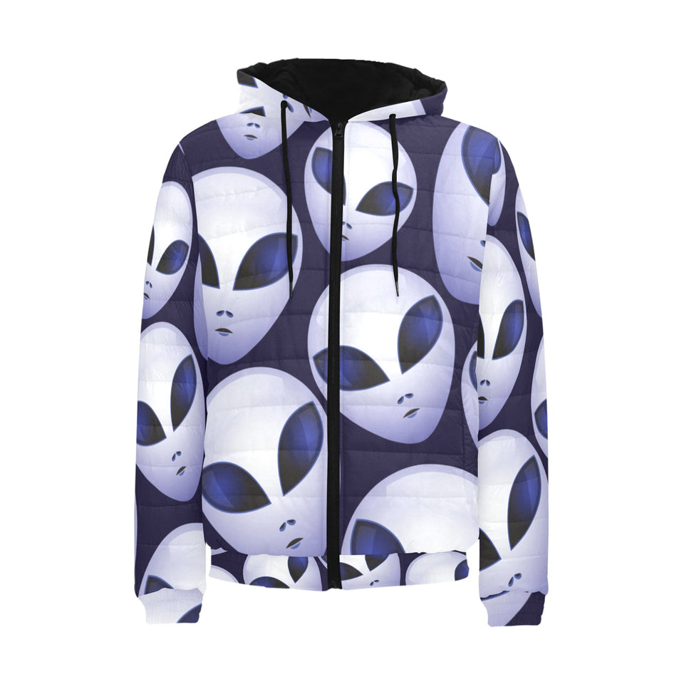 Alien Pattern Print Design 01 Men's Padded Hooded Jacket
