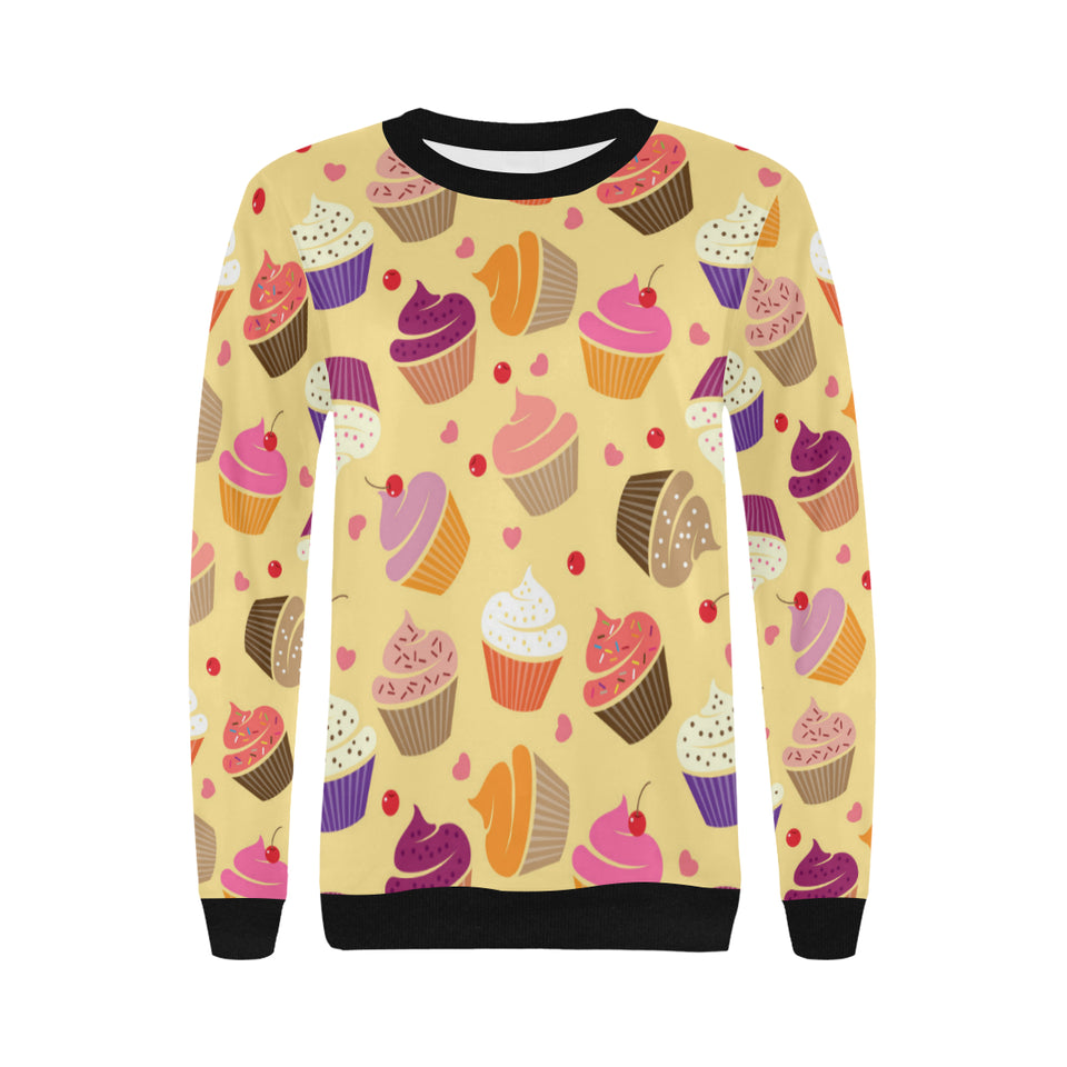 cake cupcake heart cherry pattern Women's Crew Neck Sweatshirt