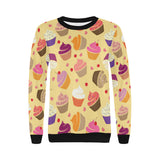 cake cupcake heart cherry pattern Women's Crew Neck Sweatshirt