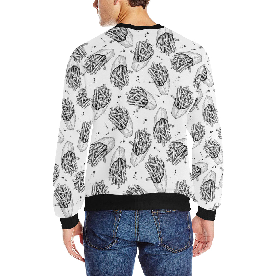 Hand drawn french fries pattern Men's Crew Neck Sweatshirt