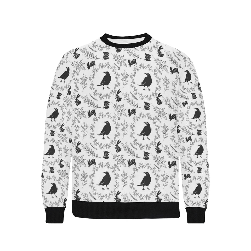 Crows floral wreath rabbit pattern Men's Crew Neck Sweatshirt