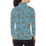 Sea otters pattern Women's Long Sleeve Polo Shirt