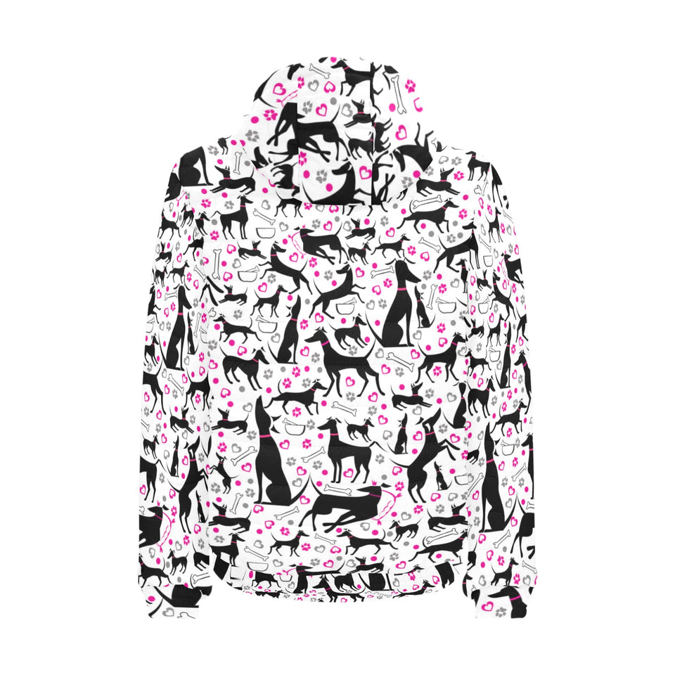 Greyhound Pattern Print Design 02 Men's Padded Hooded Jacket