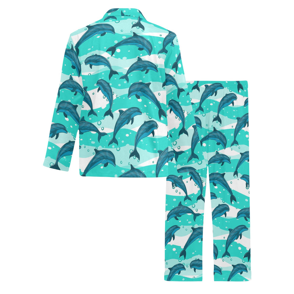 Dolphin sea pattern Men's Long Pajama Set