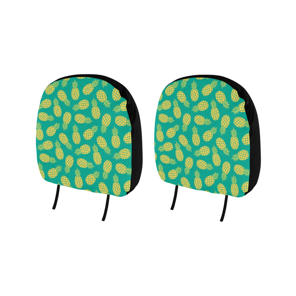 Pineapples pattern green background Car Headrest Cover