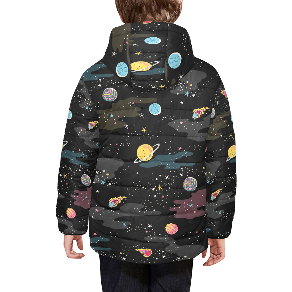 space pattern Kids' Boys' Girls' Padded Hooded Jacket