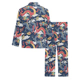 Blue red dragon cloud pattern Men's Long Pajama Set