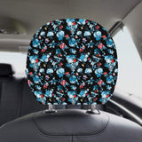 Skull flower roses leave pattern Car Headrest Cover
