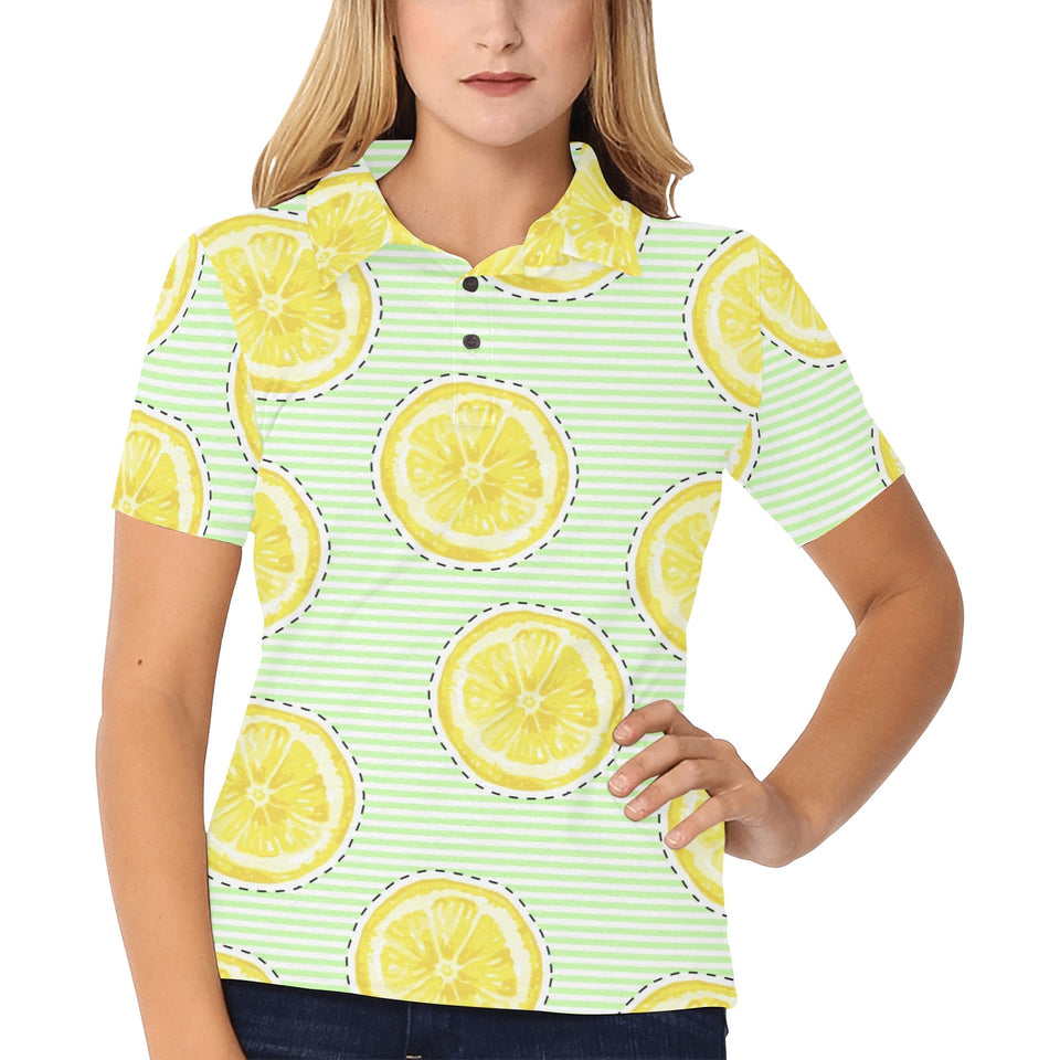 slice of lemon pattern Women's All Over Print Polo Shirt