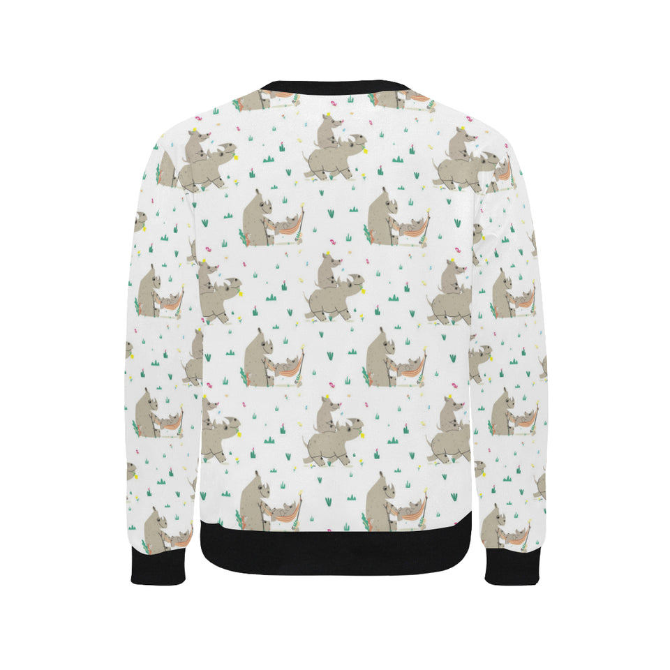 Cute Rhino pattern background Men's Crew Neck Sweatshirt