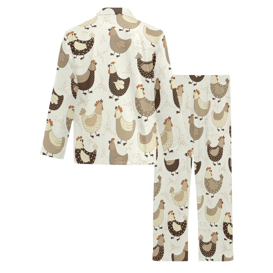 Cute rooster chicken cock Men's Long Pajama Set