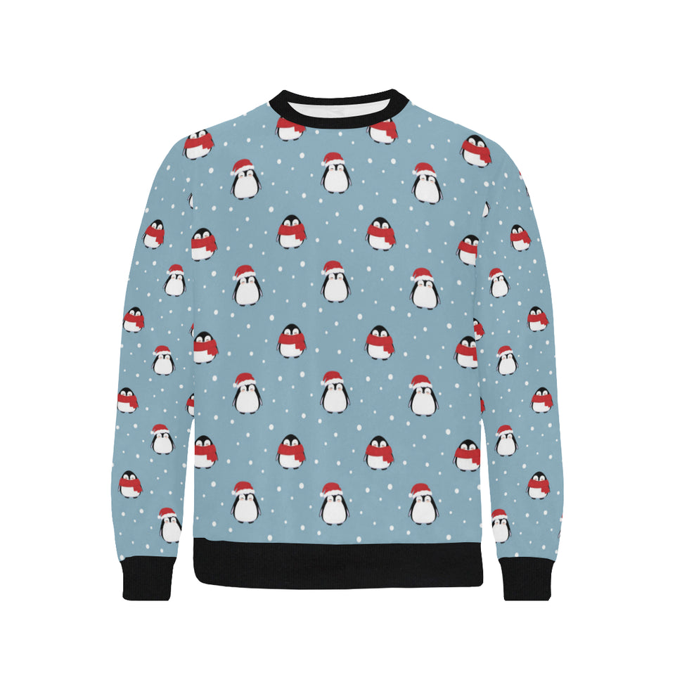 Cute penguin christmas snow pattern Men's Crew Neck Sweatshirt
