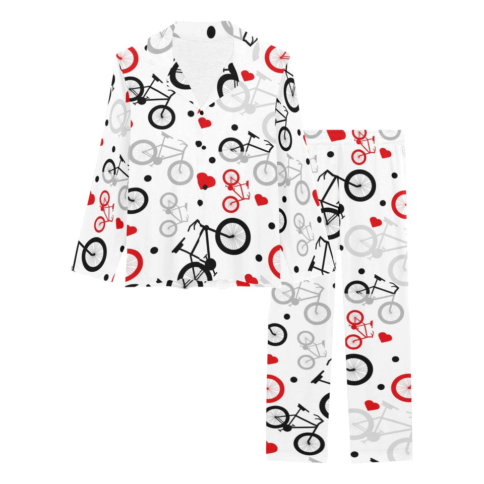 Bicycle Pattern Print Design 04 Women's Long Pajama Set