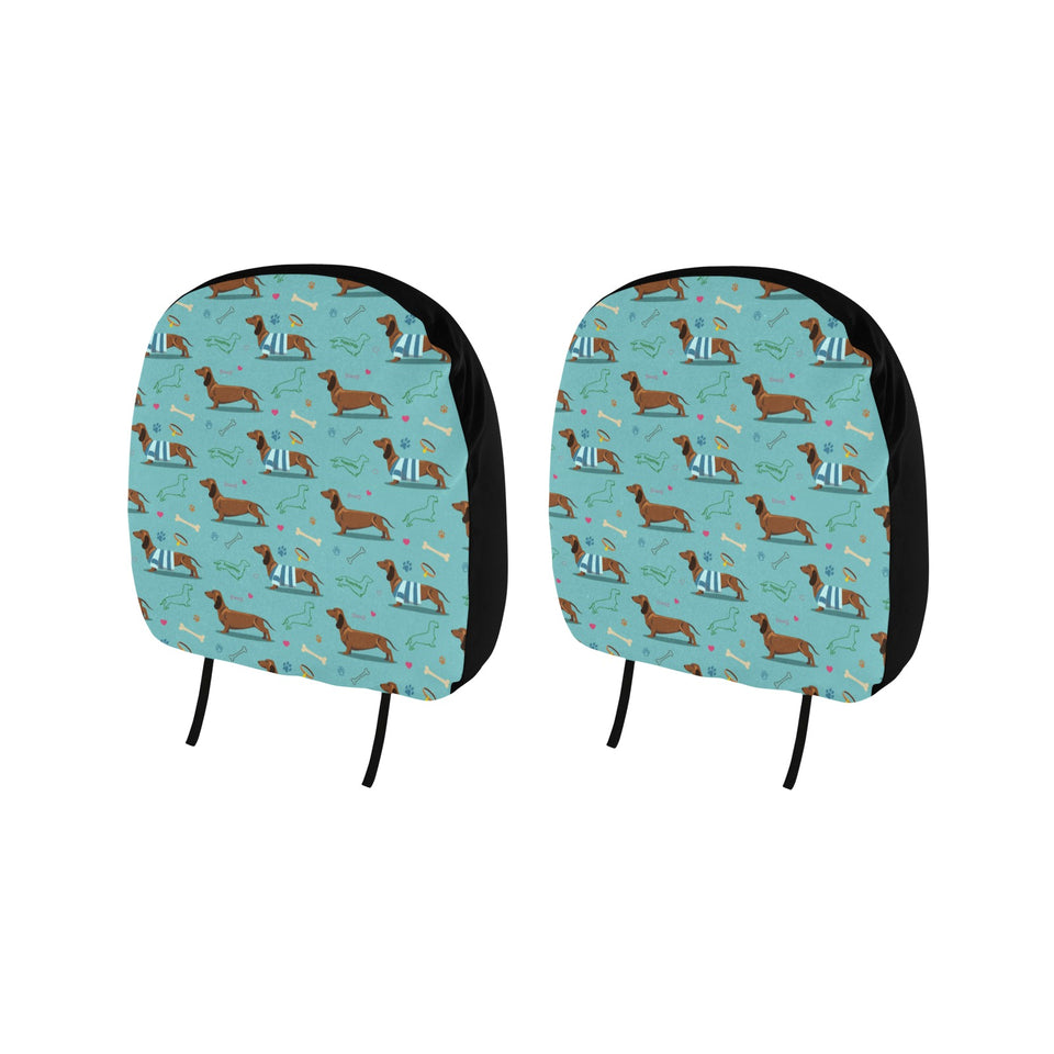Dachshund decorative background Car Headrest Cover