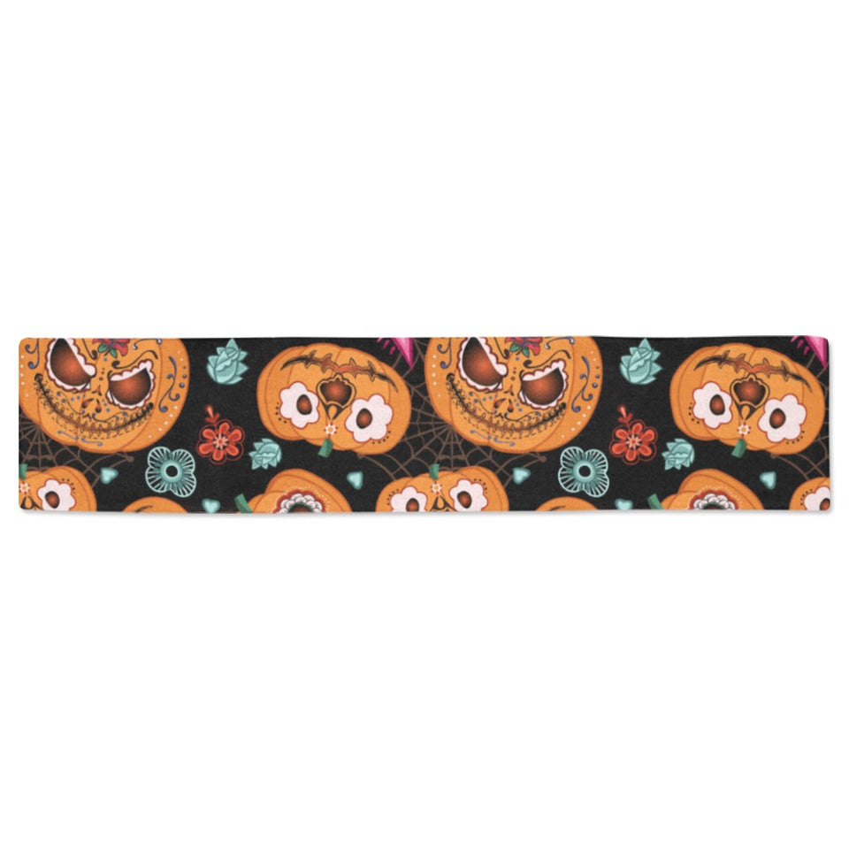 Pumpkin flowers spiderweb Halloween theme Table Runner