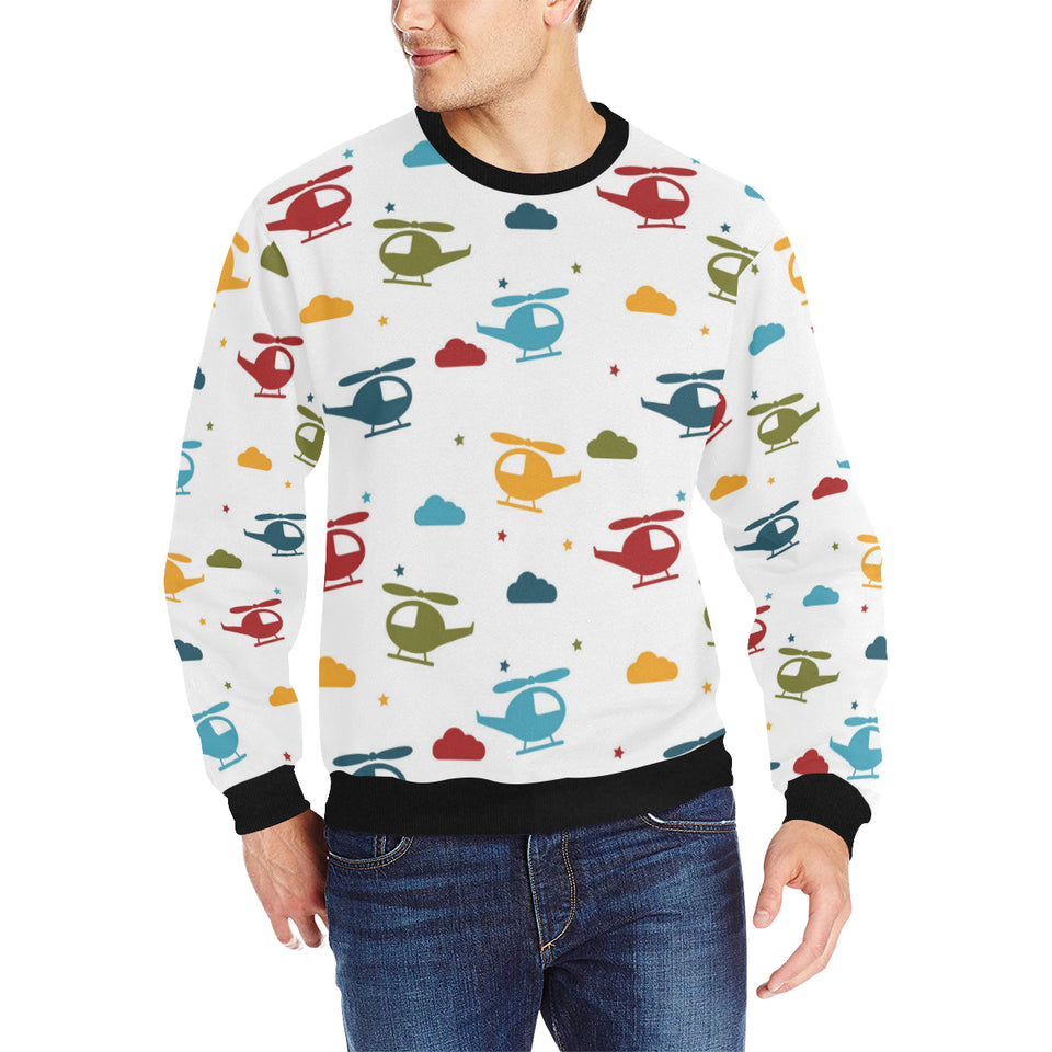 Colorful helicopter pattern Men's Crew Neck Sweatshirt