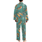 cute brown sea otters ornamental seaweed corals gr Men's Long Pajama Set