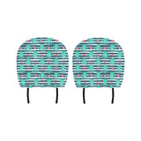 Cute octopuses heart striped background Car Headrest Cover