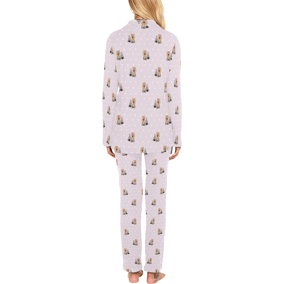 Yorkshire Terrier Pattern Print Design 02 Women's Long Pajama Set