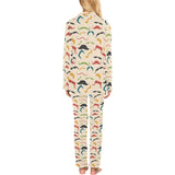 Mustache Beard Pattern Print Design 03 Women's Long Pajama Set