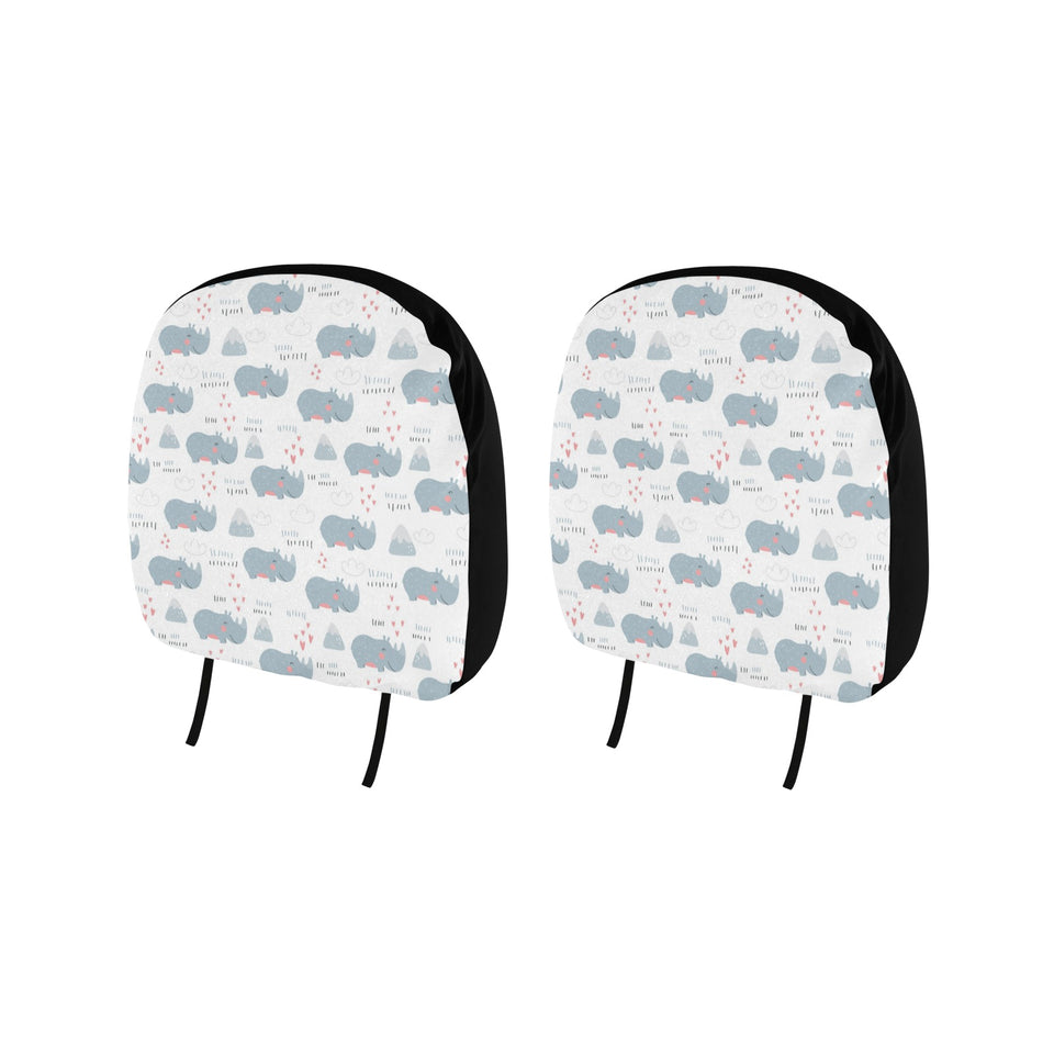 cute rhino heart pattern Car Headrest Cover