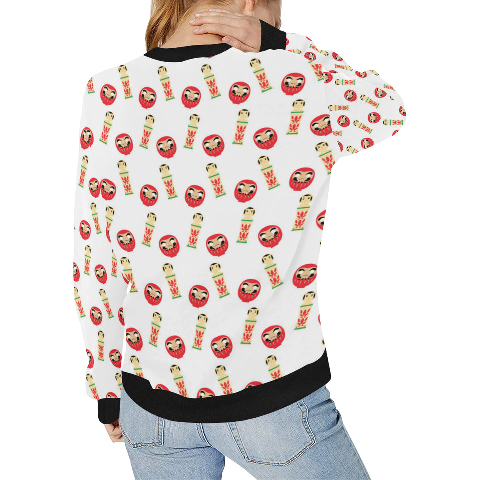 Daruma japanese wooden doll Women's Crew Neck Sweatshirt