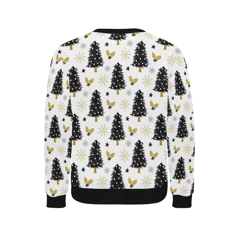 Christmas tree holly snow star pattern Men's Crew Neck Sweatshirt