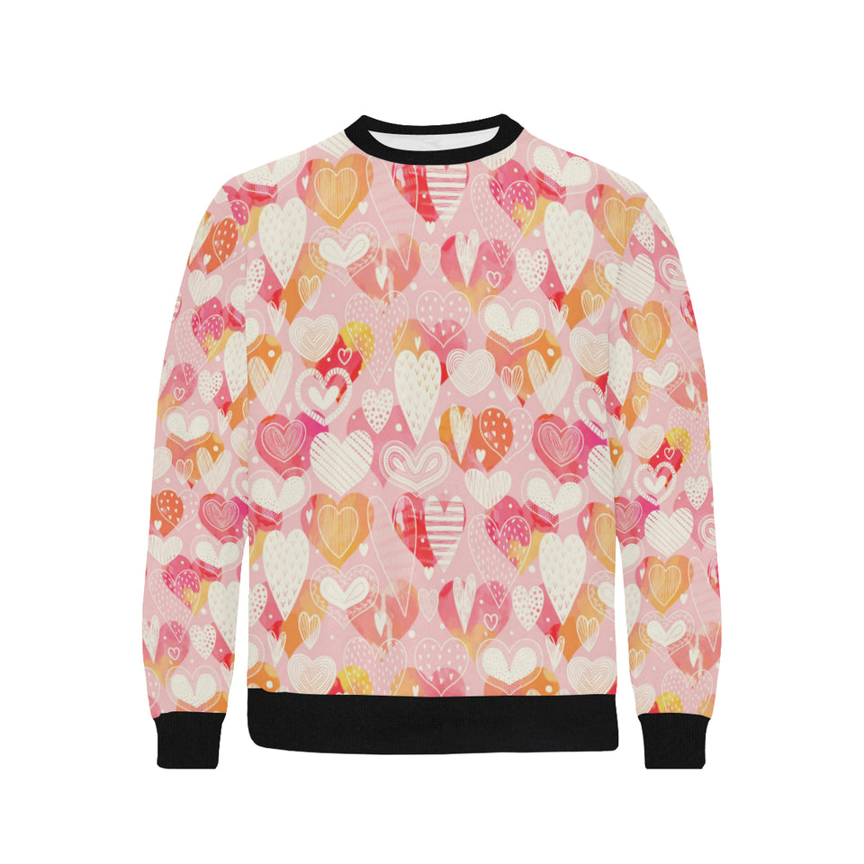 Hand drawn heart design pattern Men's Crew Neck Sweatshirt