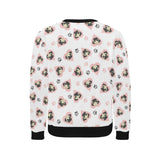Cute pugs pink heart paw pattern Men's Crew Neck Sweatshirt