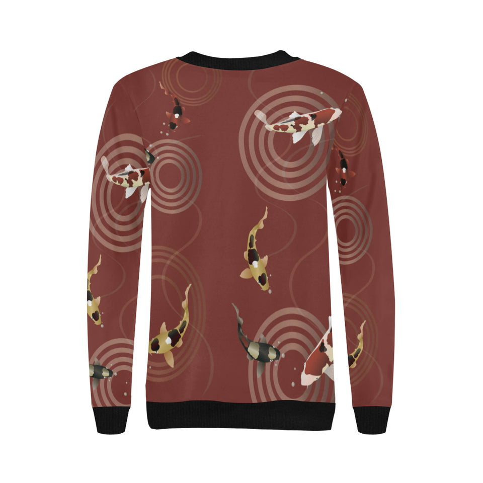 Fancy Carp red background Women's Crew Neck Sweatshirt