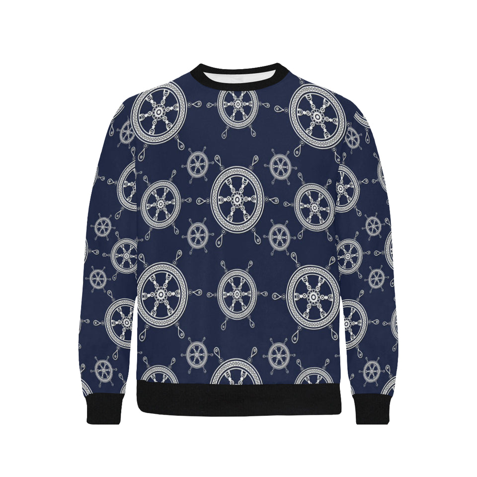 nautical steering wheel design pattern Men's Crew Neck Sweatshirt