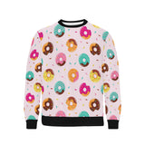 Donut pattern glaze pink background Men's Crew Neck Sweatshirt