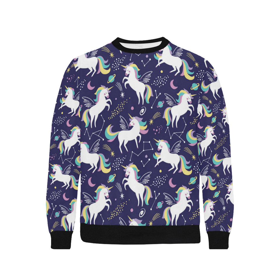 Hand drawn cute unicorn star planet Men's Crew Neck Sweatshirt