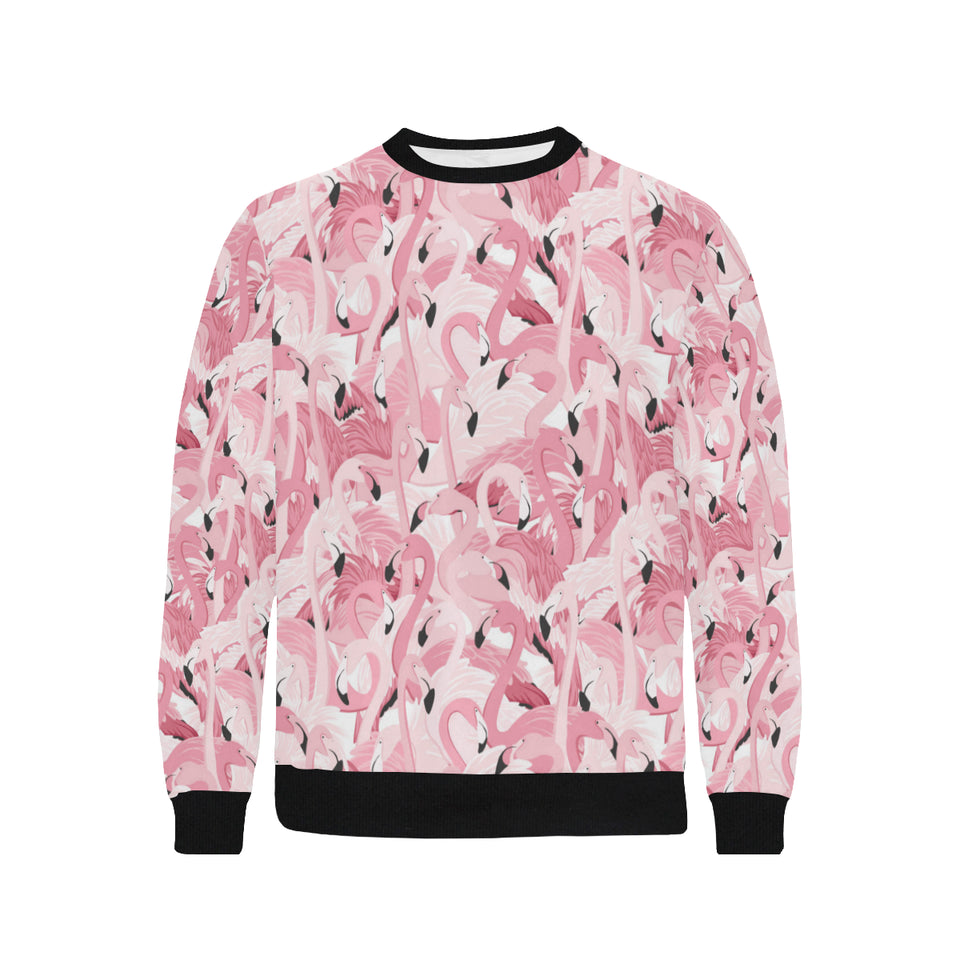 Pink flamingos pattern background Men's Crew Neck Sweatshirt