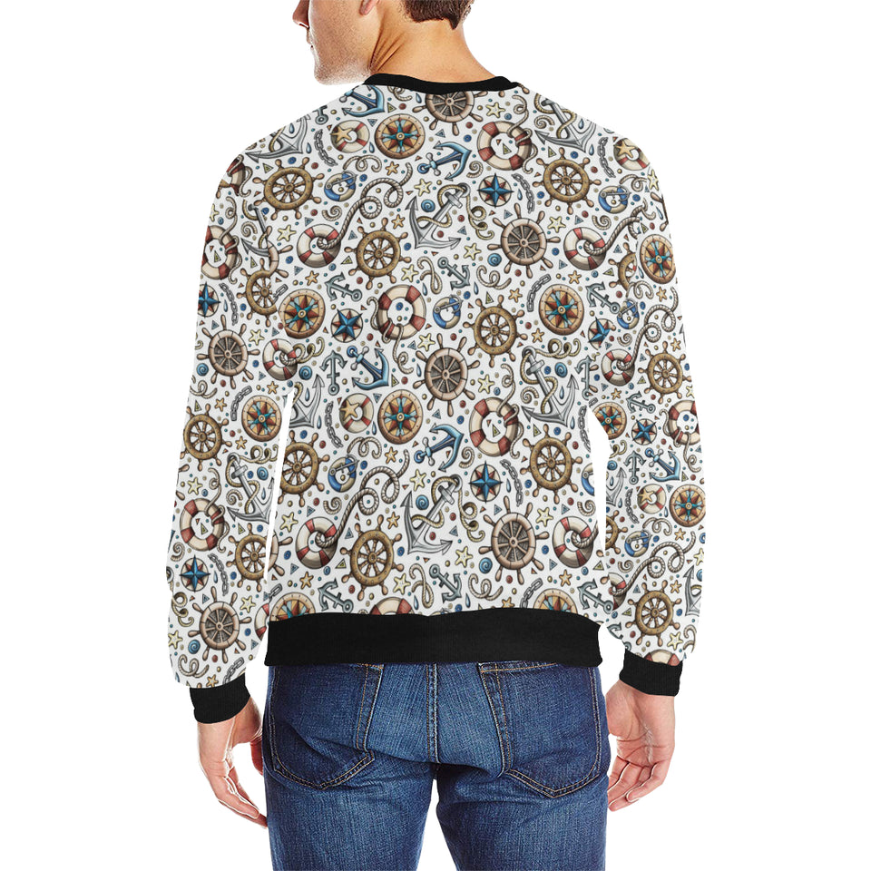 Cute nautical steering wheel anchor pattern Men's Crew Neck Sweatshirt